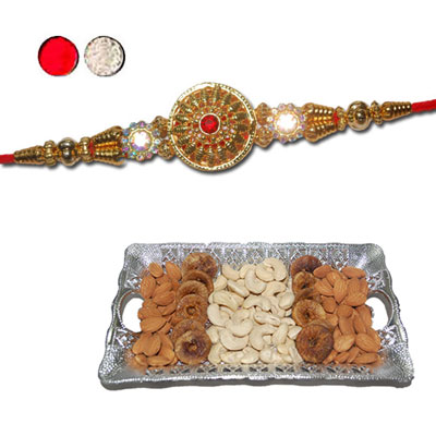 "Rakhi - FR- 8370 A (Single Rakhi) , Dryfruit Thali - code RD100(ED) - Click here to View more details about this Product